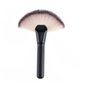 China Individual Single Small Fan Makeup Brush Matte Black Handle ISO 22716 wholesale