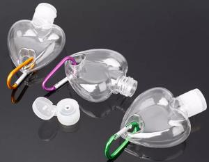 China 50ml Transparent Pet Plastic Heart Sanitizer Bottle No Leakage wholesale