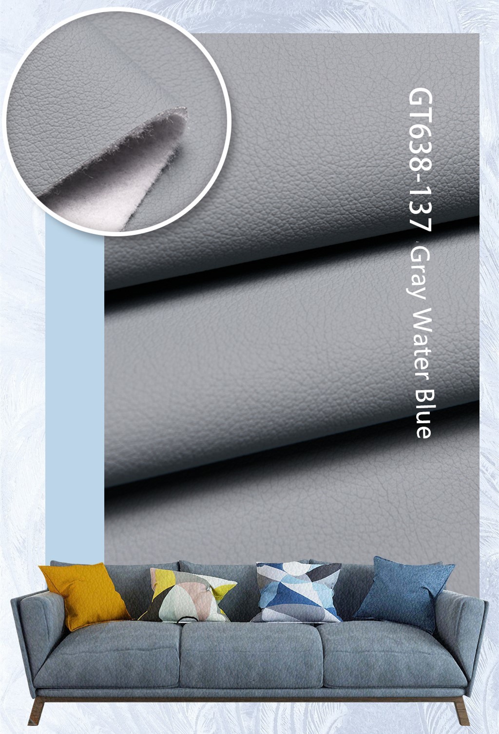 PVC Faux Leather Upholstery Fabric Lychee PVC Sofa Leather Scratch Resistent