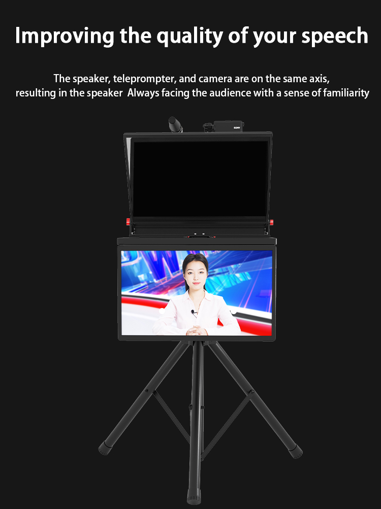 Windows 8 Supported TY21G2 Dual Screen Studio Teleprompter with PTZ Caster Tripod