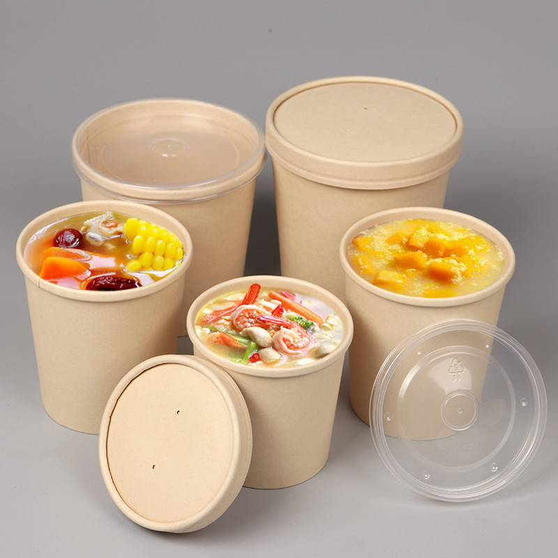 Logo Printing Noodle Disposable Paper Soup Cups With Lid