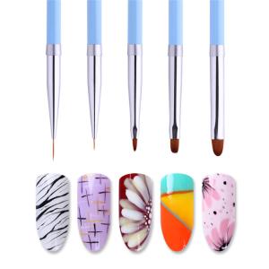 China Metal Gradient Nail Gel Brush Nylon Hair Flat UV Nail Pen Non Deformation wholesale
