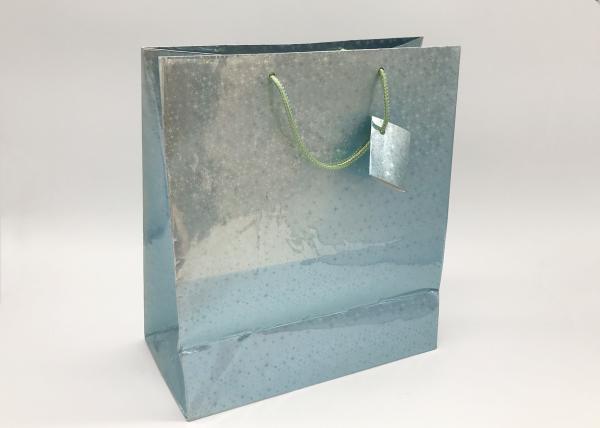 Small Paper Christmas Gift Bags For Kids Holographic Metallic Foil Medium Size