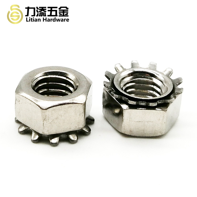 Galvanized Nut With Lock Washer , SUS304 M6 Nylon Lock Nut Kep Nut