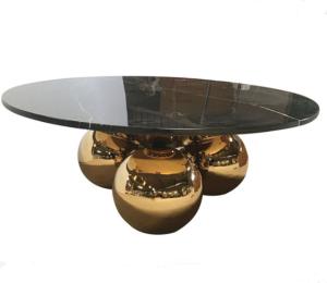 China Gold Plated Feet round 36'' Restaurant Marble Table For Hotel wholesale
