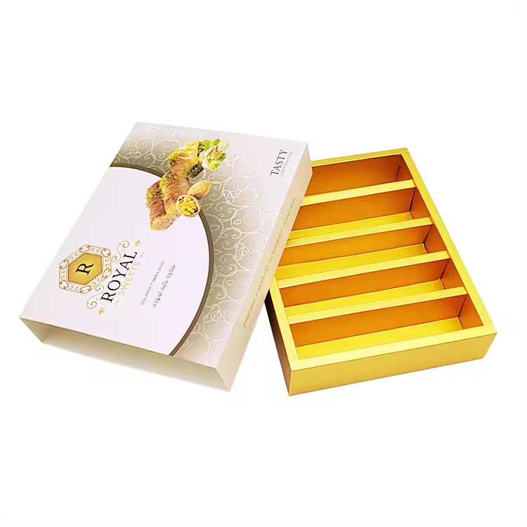 Excellent Service Custom Slide Open Sweet Gold Paperboard Boxes Packaging for Baklava