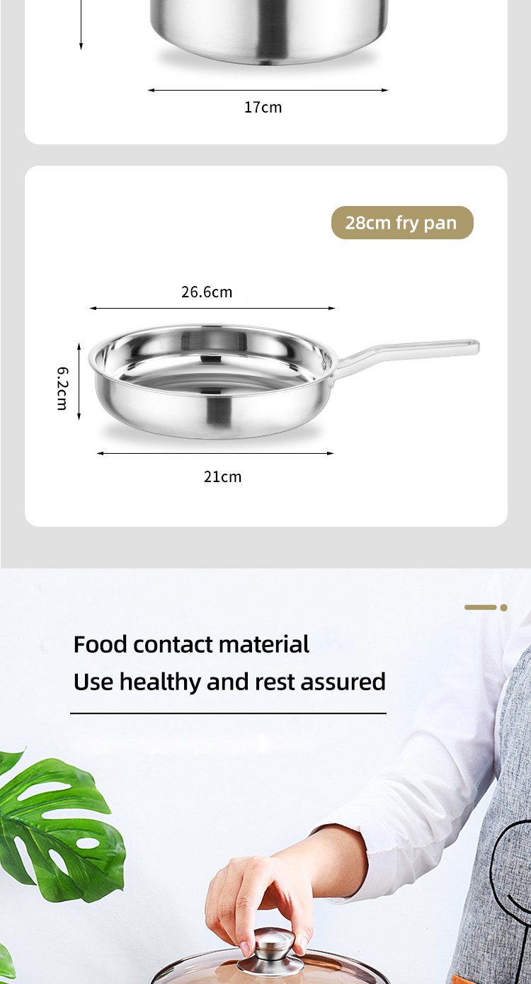 Multi-function Kitchen Cookware Cooking Pot Set Stainless Steel Cookware Sets With Thick Stainless Steel Handle