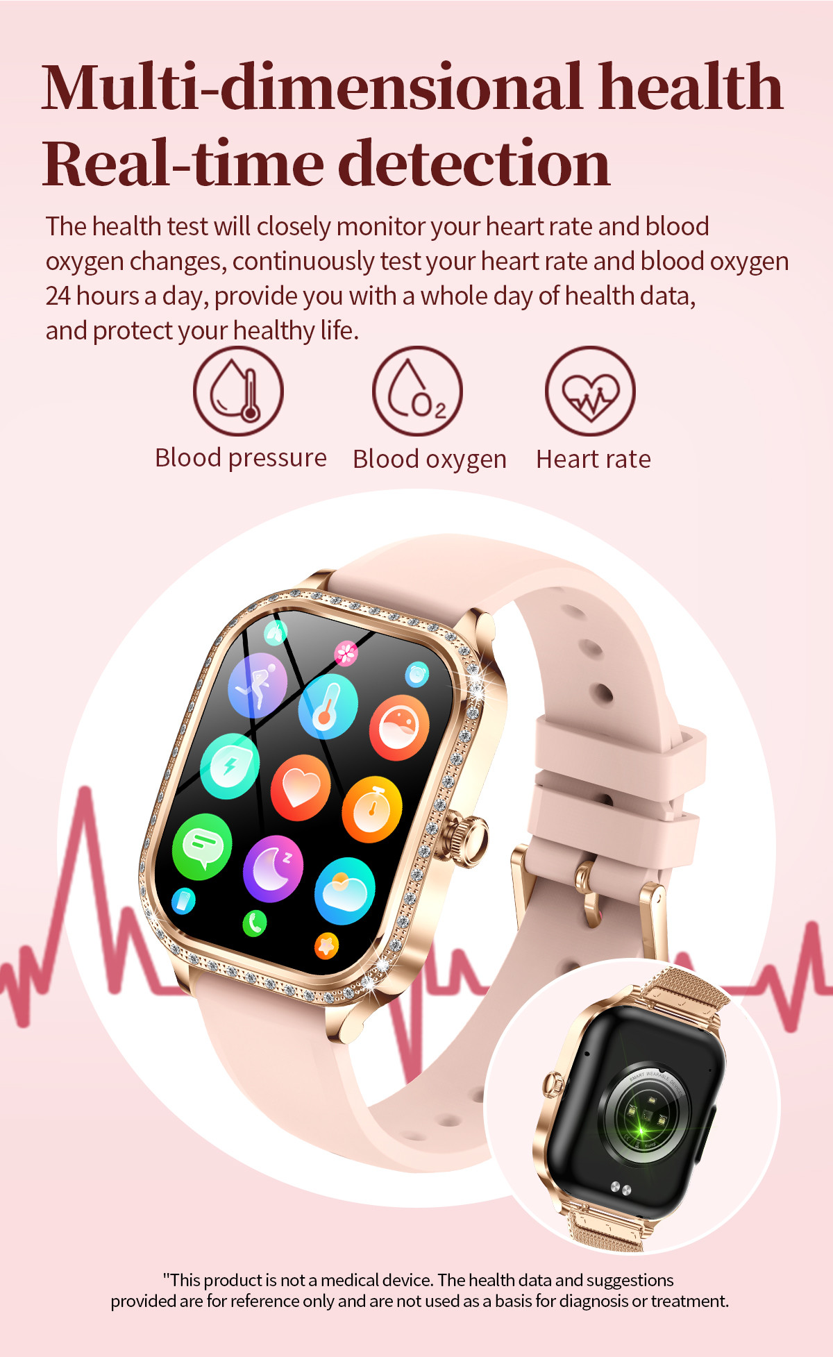 MK88 IPhone Android Women'S Bluetooth Watch Pedometer Amoled Screen Smartwatch