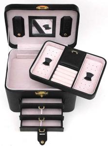 China Leather Jewelry Train Case , Eco Friendly Valuables Storage Case wholesale