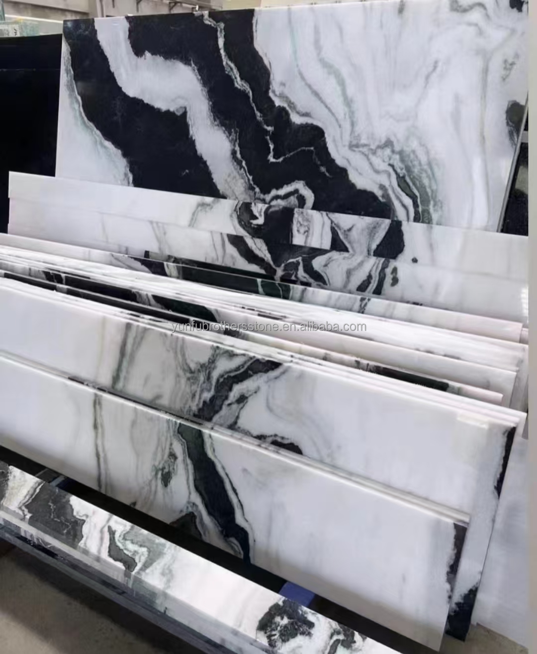 Custom Luxury Panda White Marble Stairs Natural Stone for Straight Staircase Design