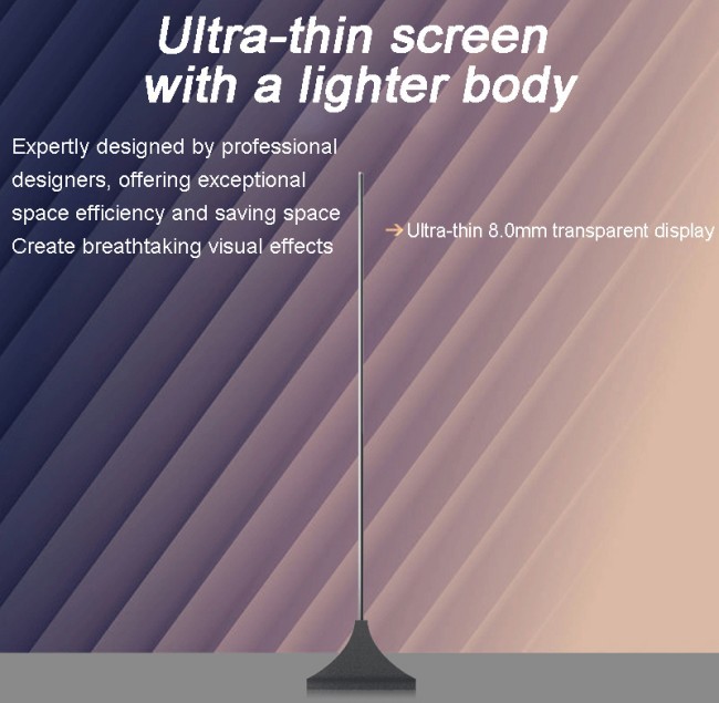 4K Advertising OLED Transparent Digital Display Screen with Aluminum Alloy Frame and Pen/Finger Touch Writing Method