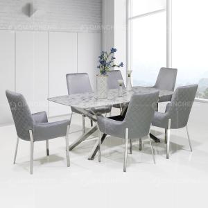 China Home Furniture Marble Top Stainless Steel Dining Table 78inchx40inchx30inch wholesale
