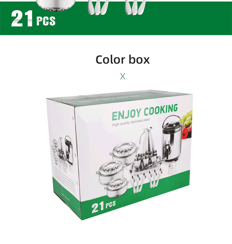Direct Selling 21 PCS Stainless Steel Cookware Cooking Soup Pot Steel Pot Set Insulation Cookware Sets