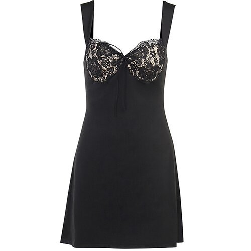 OEM maufactory Skirts Autumn cross -border new sexy sleeveless lacewave collar short skirt dress