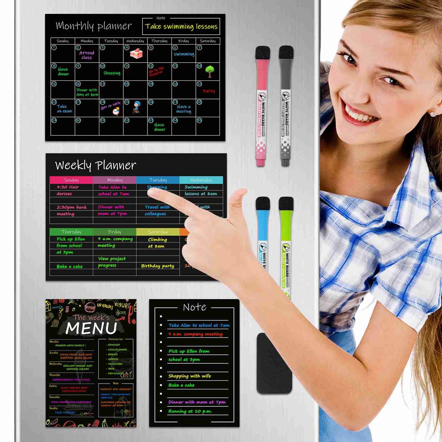 Removable Weekly Monthly Whiteboard Magnetic Calendar Planner Set Reusable A5 A3