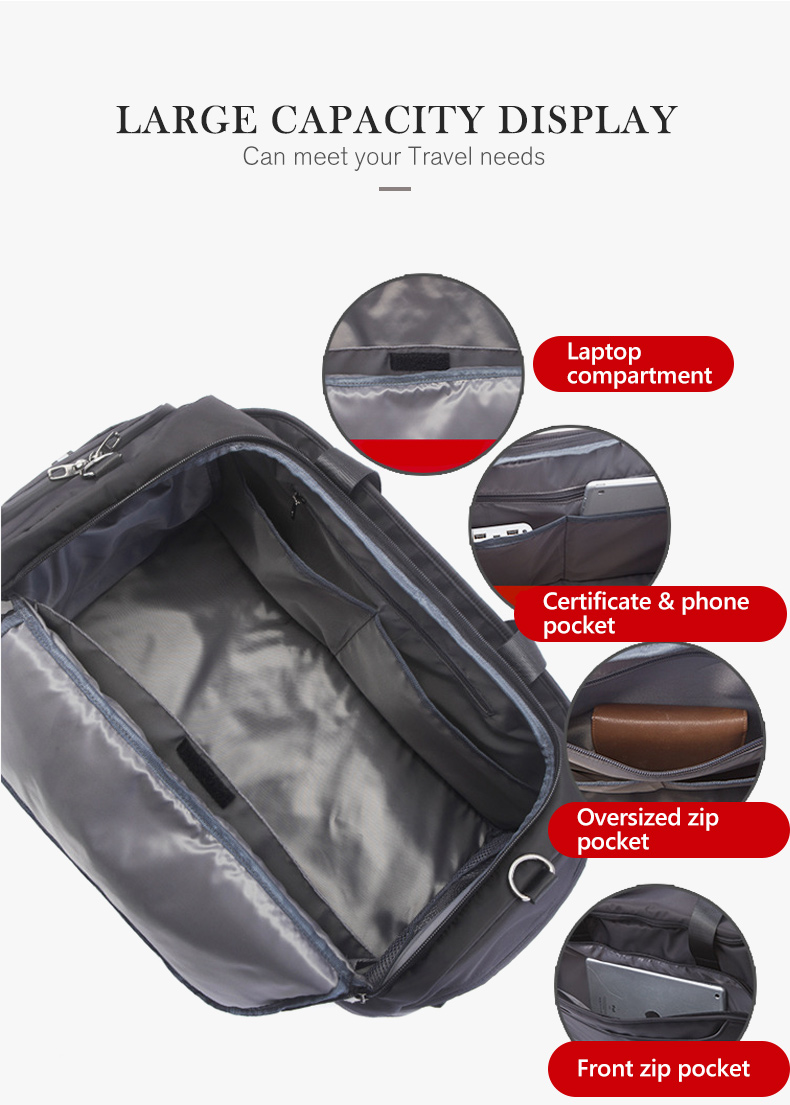 Black Crossbody 55L Duffle Bag Travel Luggage Handbag 1.1KG