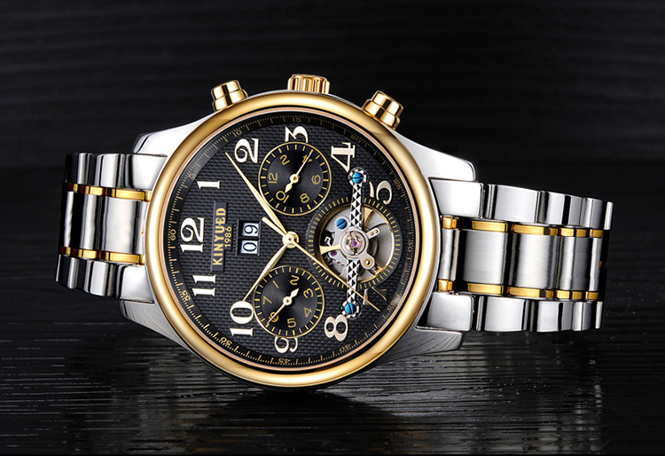 Automatic mechanical KINYUED watch fashion stainless steel mens waterproof automatic mechanical watch