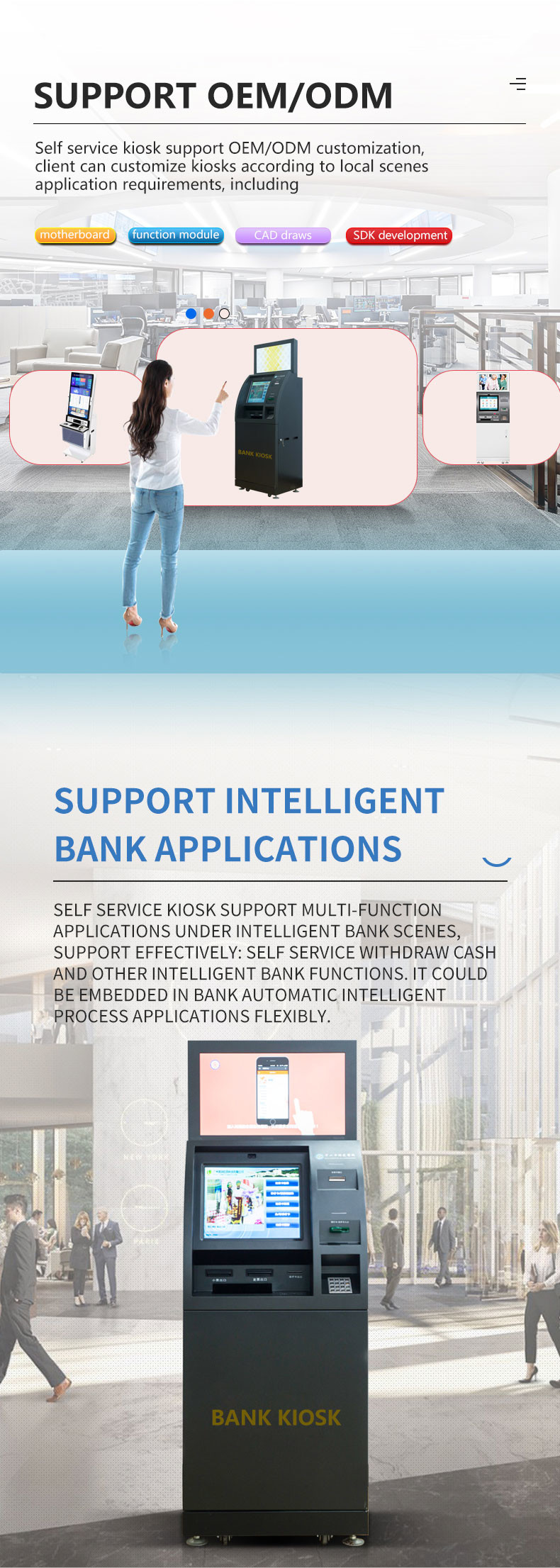Top quality freestandingpayment kiosk Self Service Kiosk banking terminal for vending