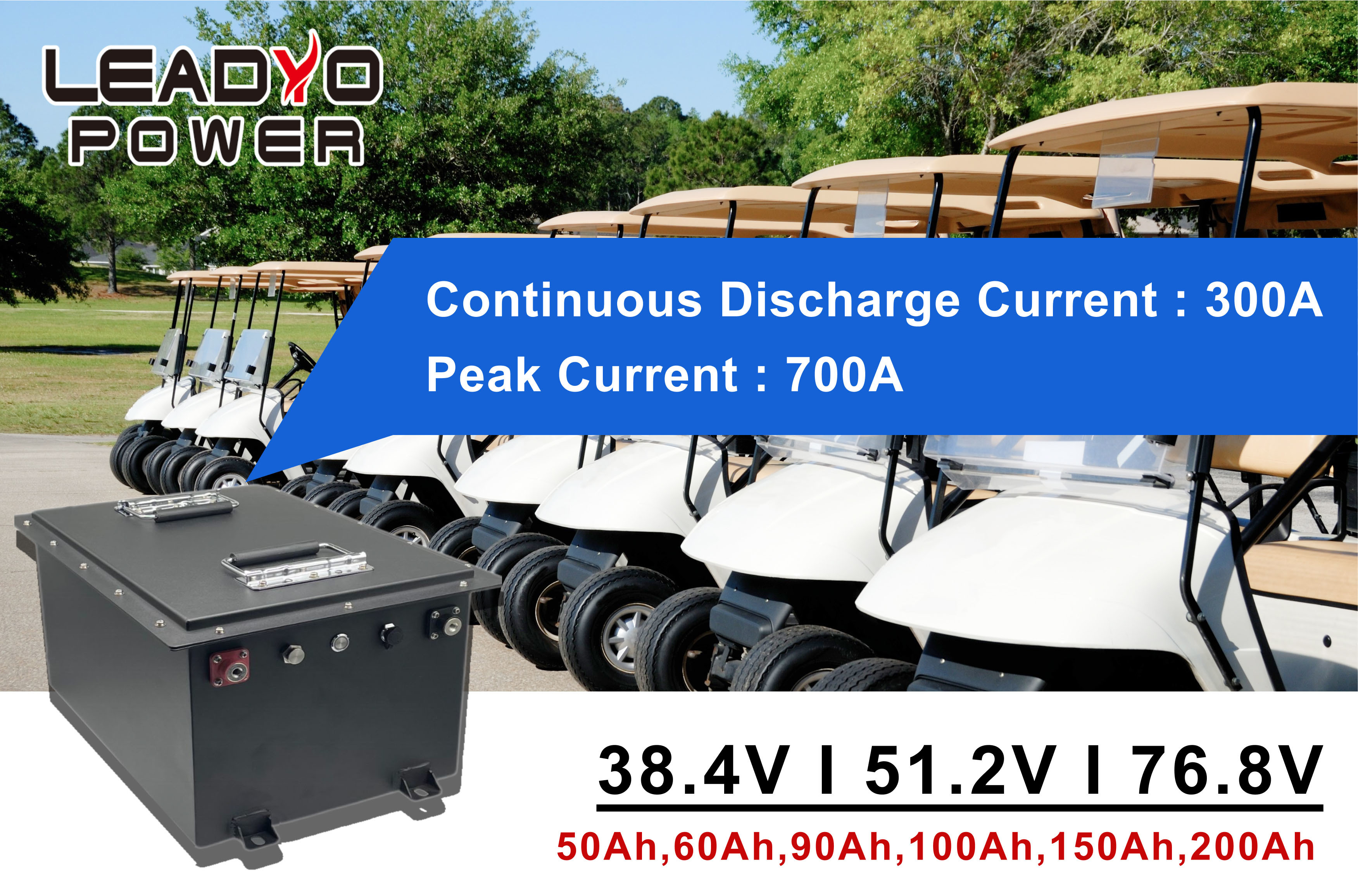 Golf Cart 48V 105Ah Metal Case Rechargeable Lithium Ion Battery With LCD And CAN RS485