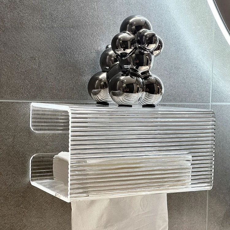Wall Mounted Wave Shape Acrylic Tissue Box Holder For Kitchen Hotel Bathroom