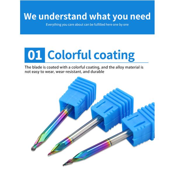 Yingba Hot Sale Alumminum Engraving Router Bits DLC Coating 2F Taper Ball Nose for Carving Aluminum Milling Cutter