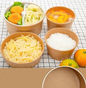 China Disposable Custom Print Biodegradable Salad Bowl Waterproof Coated Take Away Kraft Paper Bowls wholesale