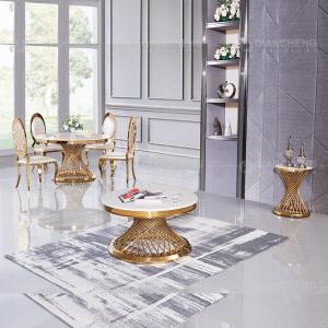 China Living Room Round SS Steel Furniture Dining Table With Marble Top wholesale