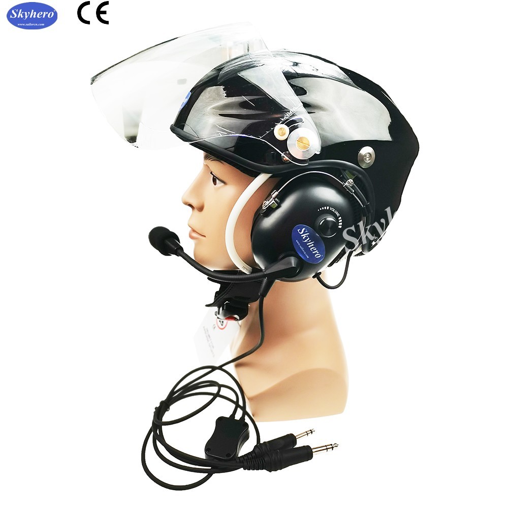 Black Aviation helmet high quality aircraft helmet light fly helmet for sale fiber glass Pilot helmet