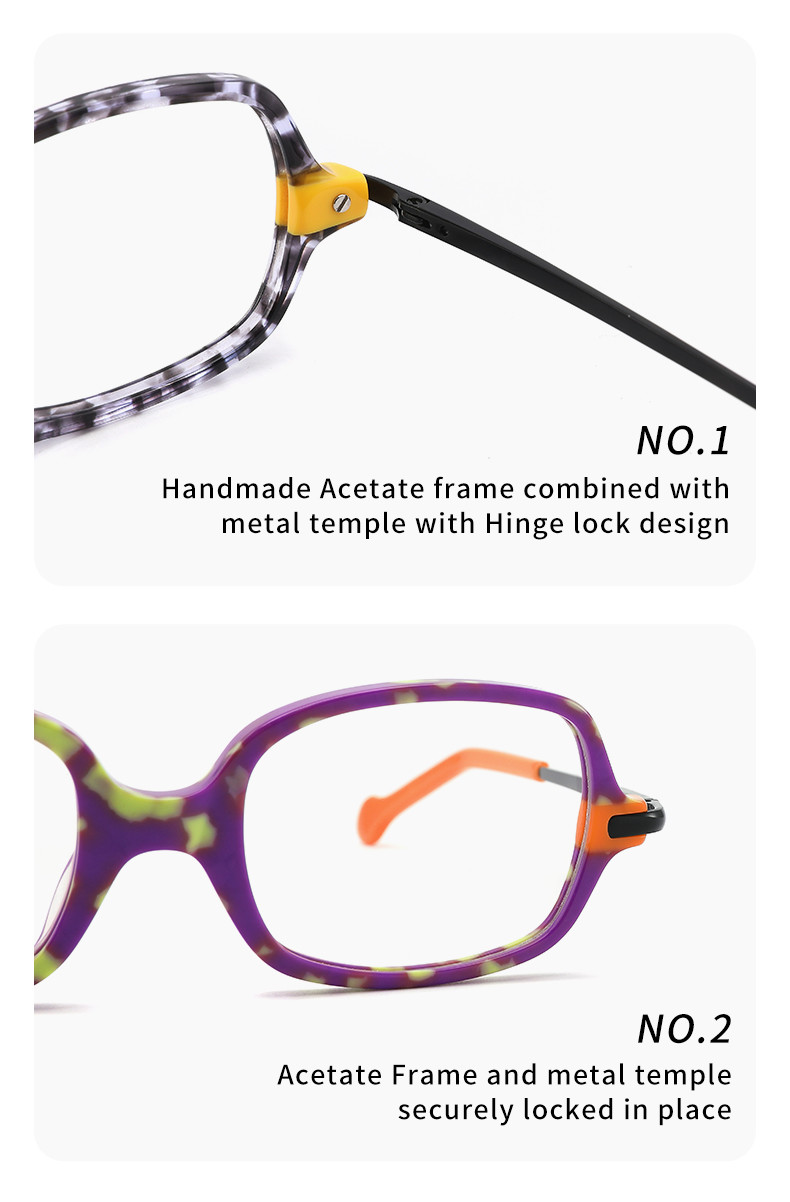 Customize Logo Acetate Frame Glasses Rectangle 4 Color Children Eye