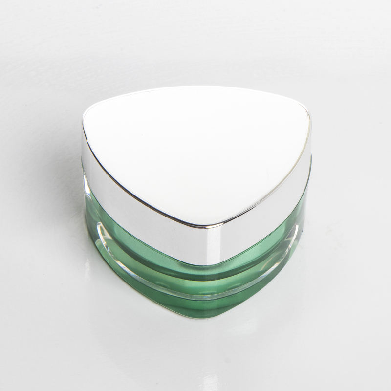 15G Green Irregular Acrylic Plastic Cream Jar For UV Gel Cosmetic Packaging