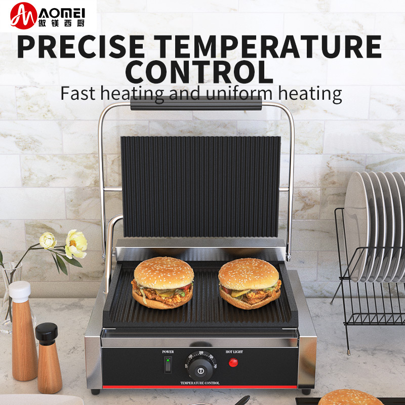Non-Stick Coating Contact Grill Black Silver Sandwich Maker Grill