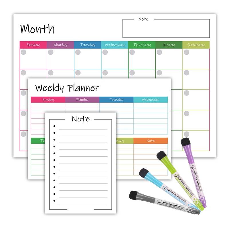Magnetic Dry Erase Reusable Daily Weekly Monthly Planner Set 17x11'' A3 A4 Custom