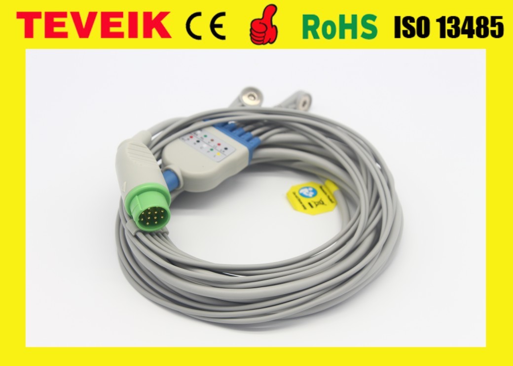Medical Biolight Round 12pin 5 lead ECG Cable For M9500 Patient Monitor , TPU Materials