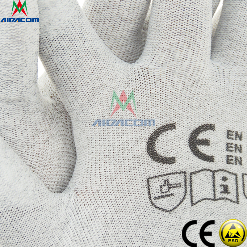 XS XXL Latex Nylon 40D PU Palm ESD Safety Gloves