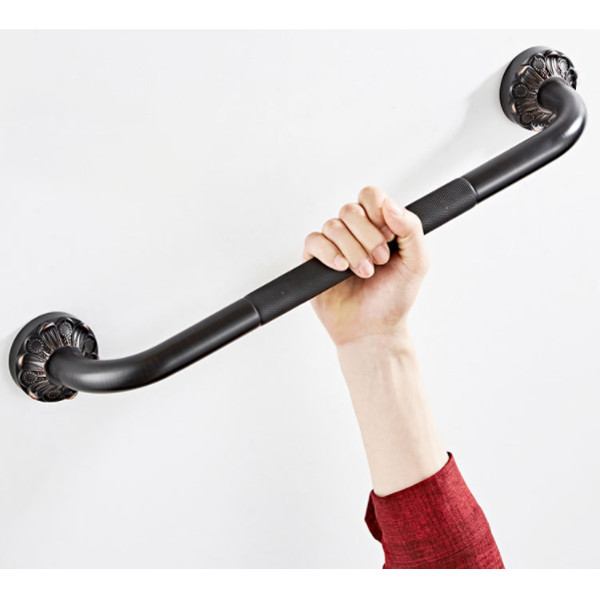 bathroom toilet grab rail black Bronze Bathroom Safety Grab Bars Chrome Knurled