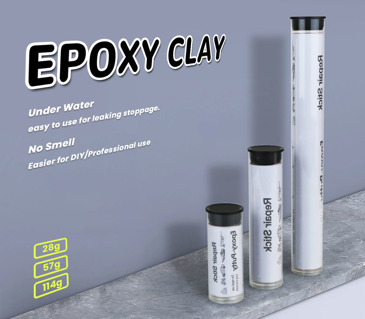 Easy Use 30 Minutes Blue Customized Epoxy Putty Stick For Packing Garment