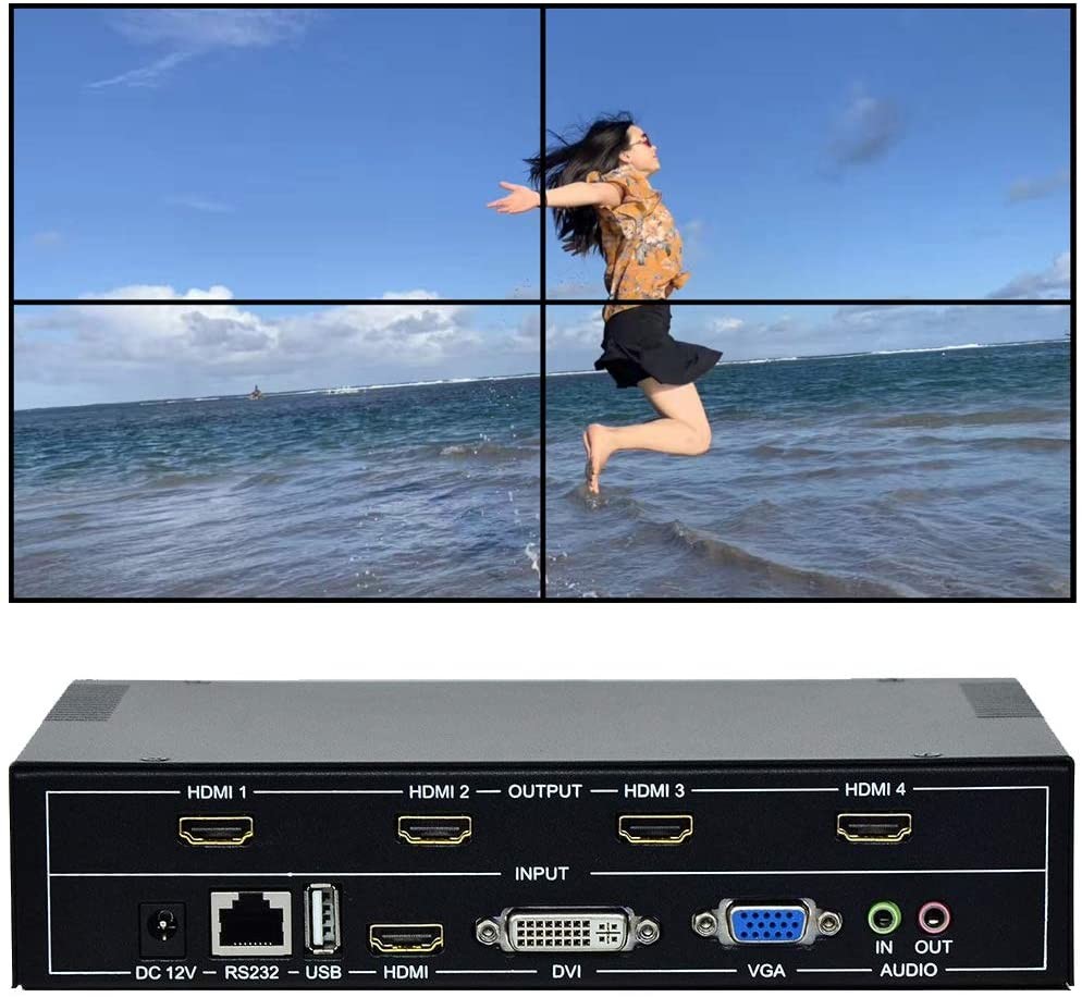 Hdmi Output High Display Resolution LCD Video Wall Controller 2x2 2x3 3x2