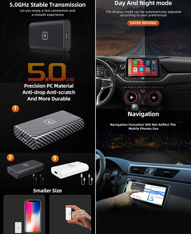 Mini Wireless Apple CarPlay Adapter ROhs Wireless CarPlay Dongle