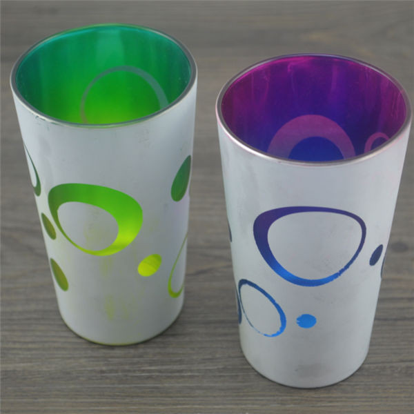 Quality part clear green and purple pattern candle holder for sale