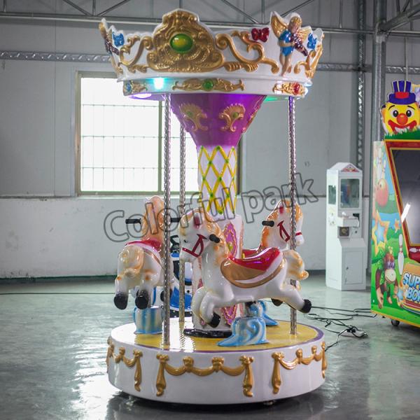 Kids Mini Carousel Horse Rides Backyard Coin Operated Merry Go Round coin