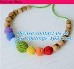 Ivory Nursing Necklace Crochet Bead Breastfeed Necklace Beige Wood Breastfeeding