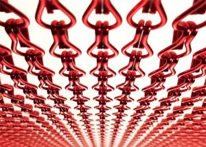 China Restaurants Red Decorative Hang Chain Strip 0.85kg Steel Mesh Curtain wholesale