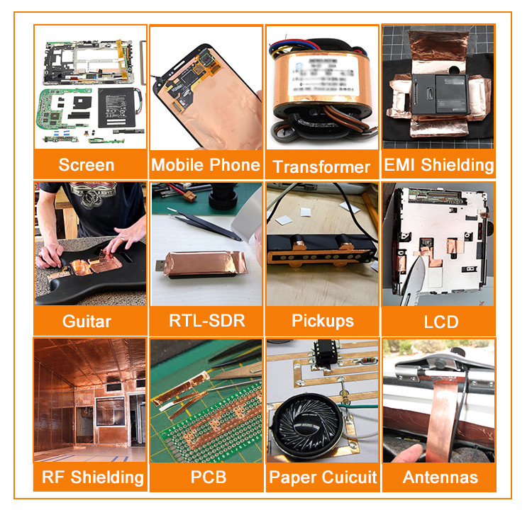 Electromagnetic Shielding 99.99% Copper Foil Tape Customized Conductive Adhesive Tape