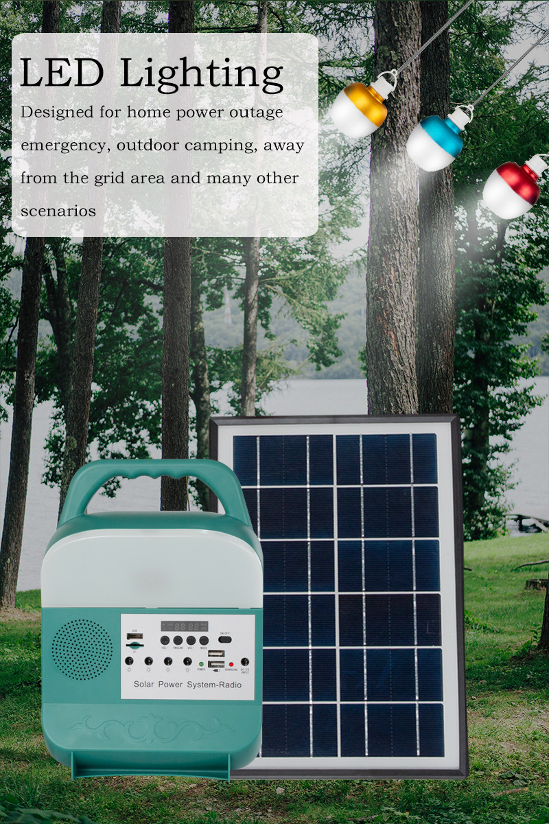 Emergency Lighting Magneto Solar Home System With Radio 5W Solar Lighting Kit