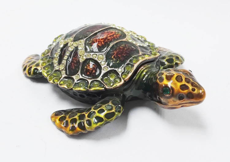Turtle jeweled animal trinket box turtle trinket jewelry box turtles antique pewter jewelry box