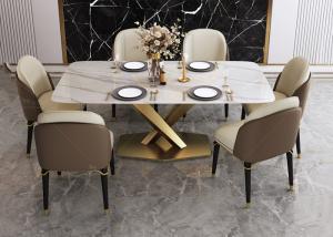 China Solid Wood Luxury Fashion Marble Top Dining Room Table Set wholesale