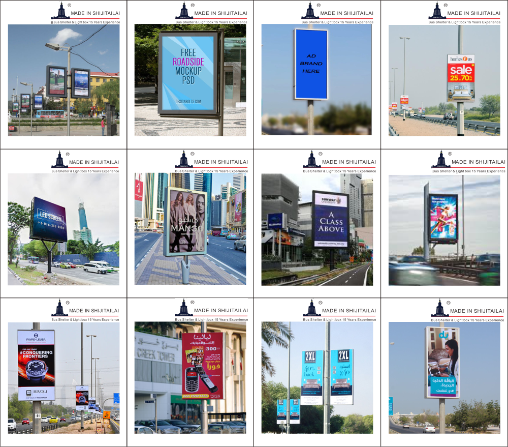 Stainless Steel 6pcs Poster 30W Lamp Post Light Box