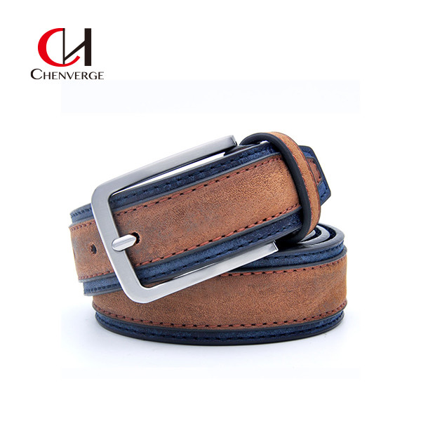 OEM Men's Leather Belts Two Colors Splicing Casual Fashion Lengthened Pure