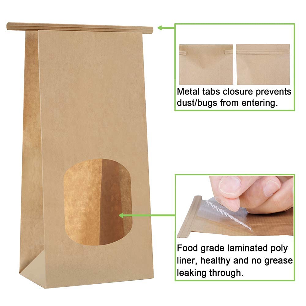 Greaseproof Paper Hot Style Bottom Window White Brown Cookie Biscuit Kraft Paper Bag