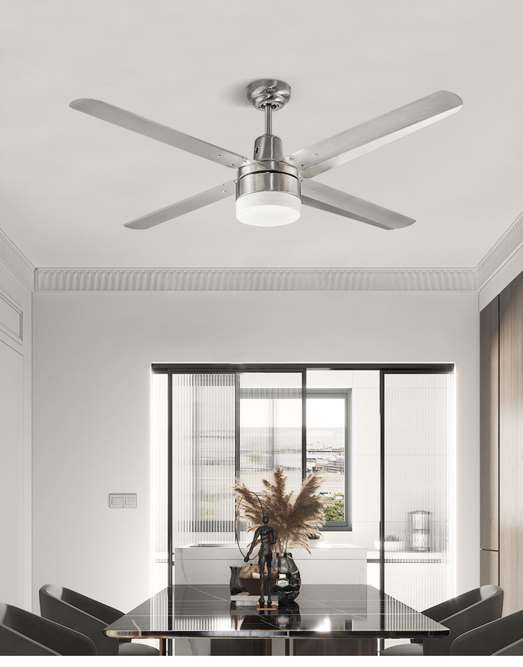 52" Brushed Nickel Iron Blades LED Ceiling Fan Light for Lighting and Circuitry Design